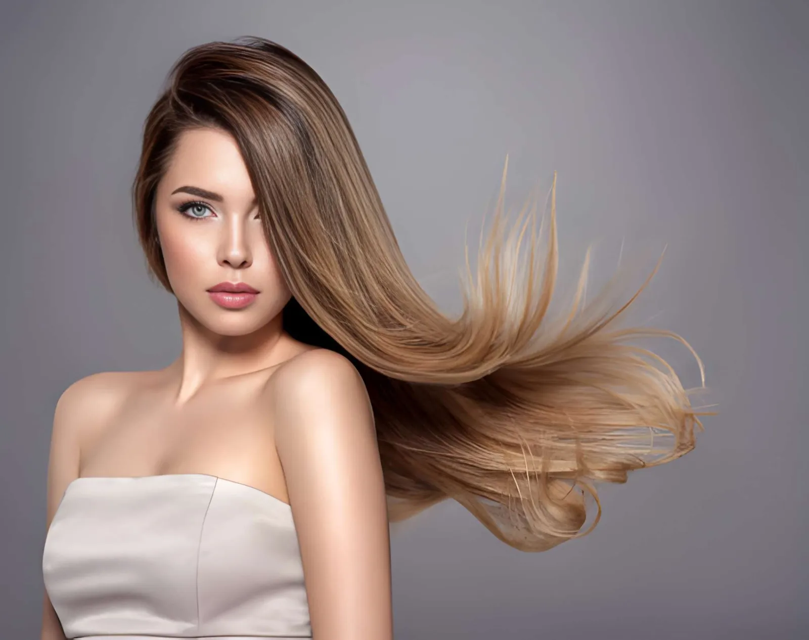 Smooth, glossy hair after a keratin treatment
